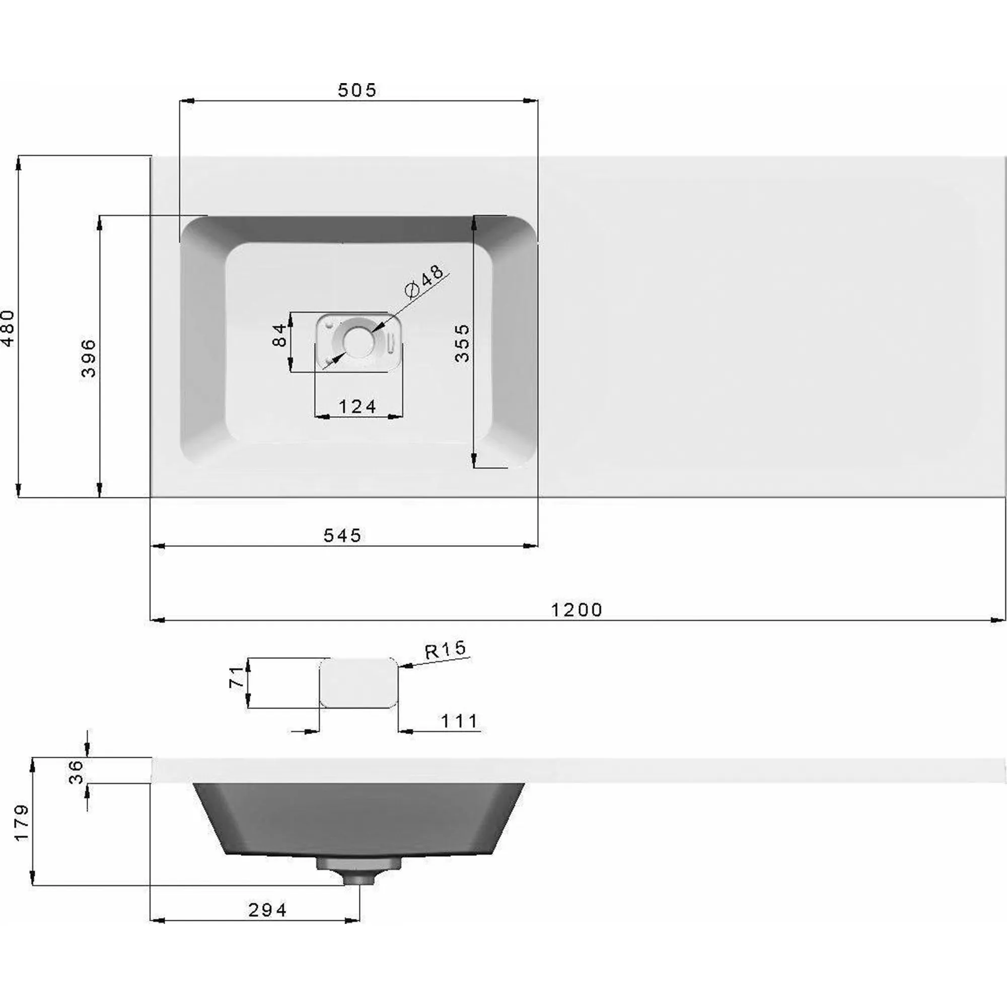 Раковина Velvex Камилла 120, 120 см