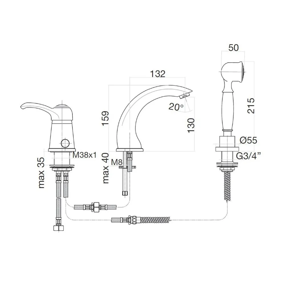 Смеситель на борт ванны Webert Aurora AU850701010, золото
