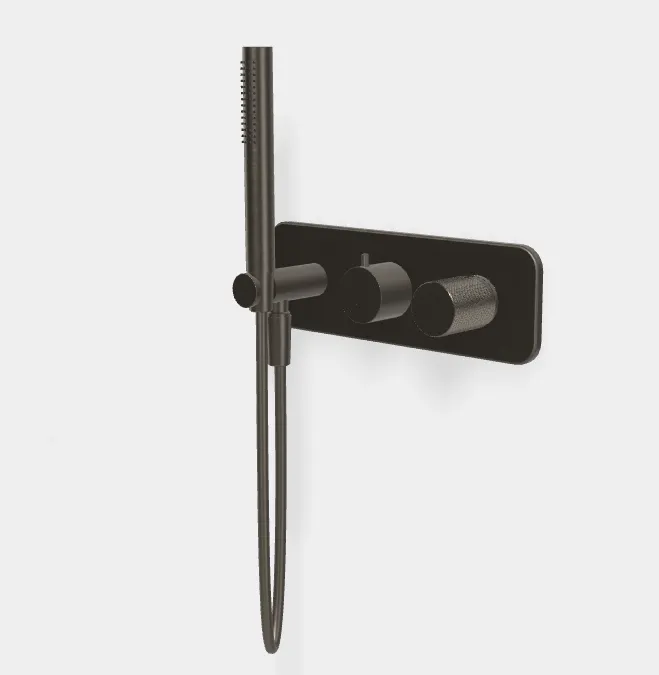 Смеситель для душа Fima Carlo Frattini Spillo Tech, G Collection, на 2 потребителя, хром черный брашированный (F3049TWX2GCS)