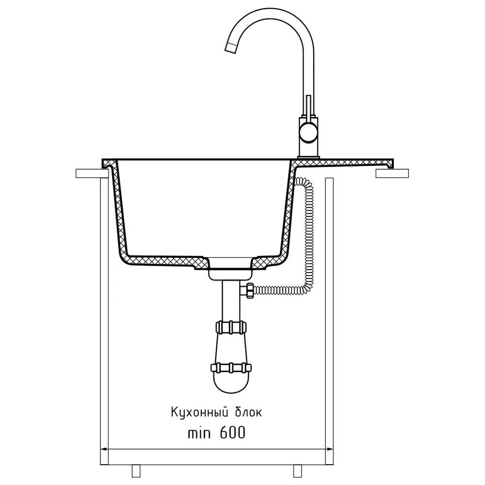 Кухонная мойка GranFest URBAN 658L, черный