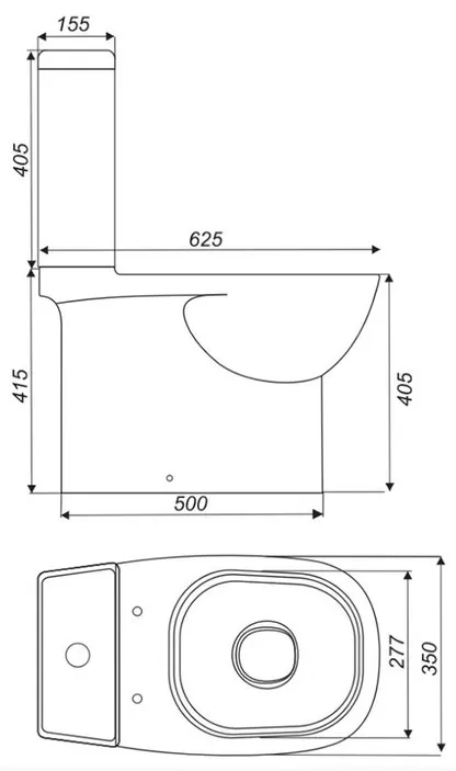 Унитаз-компакт Sanita Luxe QUADRO SL DM SLIM  (арматурой с двойным сливом, сиденьем из дюропласта, системой soft close, clip up)