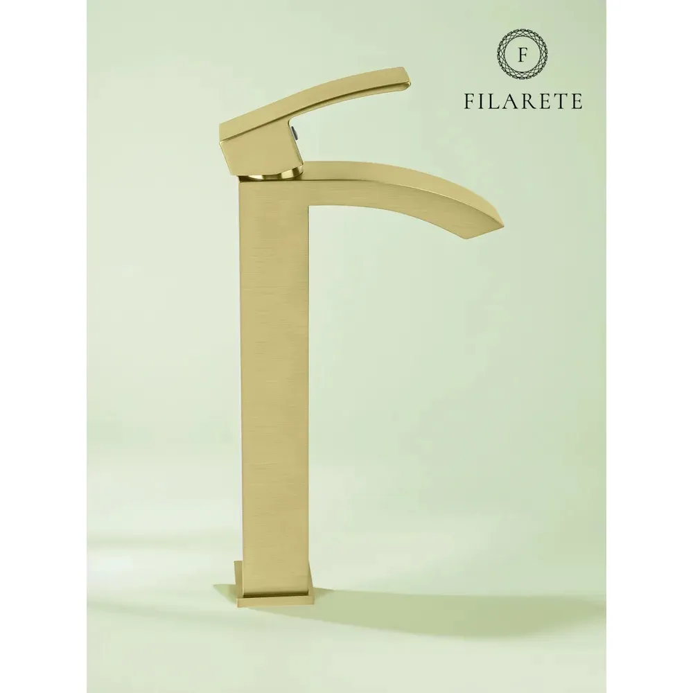 Смеситель для раковины высокий FILARETE Waterfall FL6010MG, матовое золото