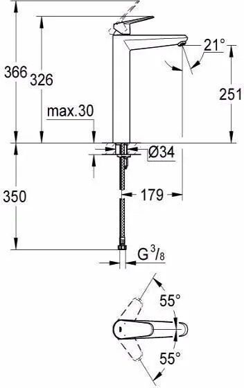 Смеситель для раковины Grohe Eurodisc Cosmopolitan 23432000 хром