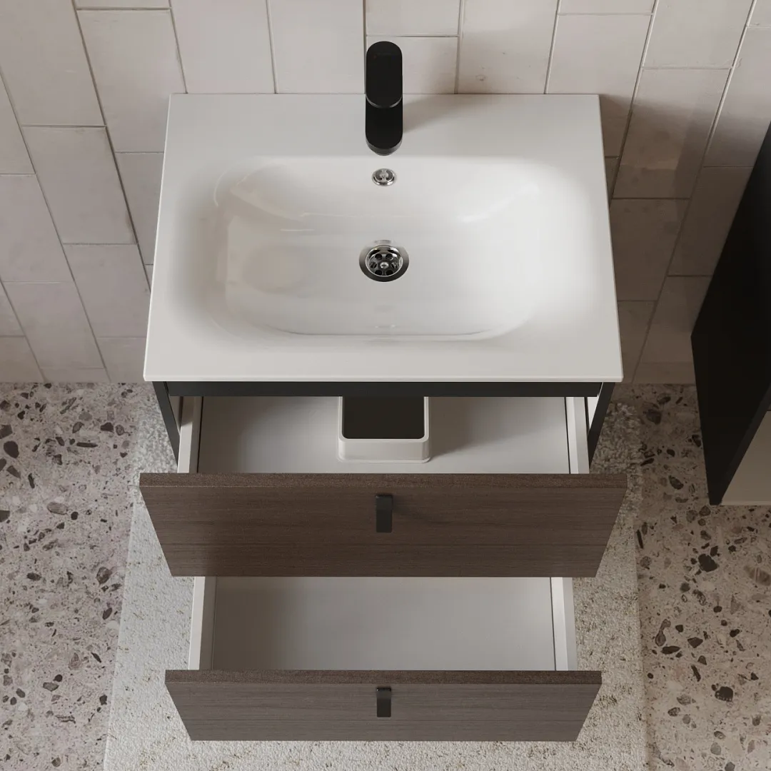 Тумба с раковиной подвесная (60см) Terminus Kontur KON10602200001O, венге/графит