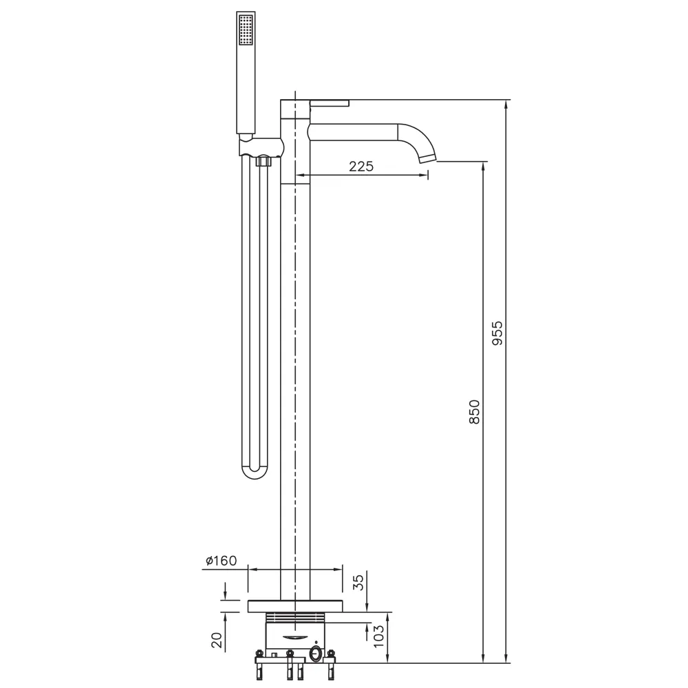 Смеситель для ванны напольный Raiber RPB-010, черный
