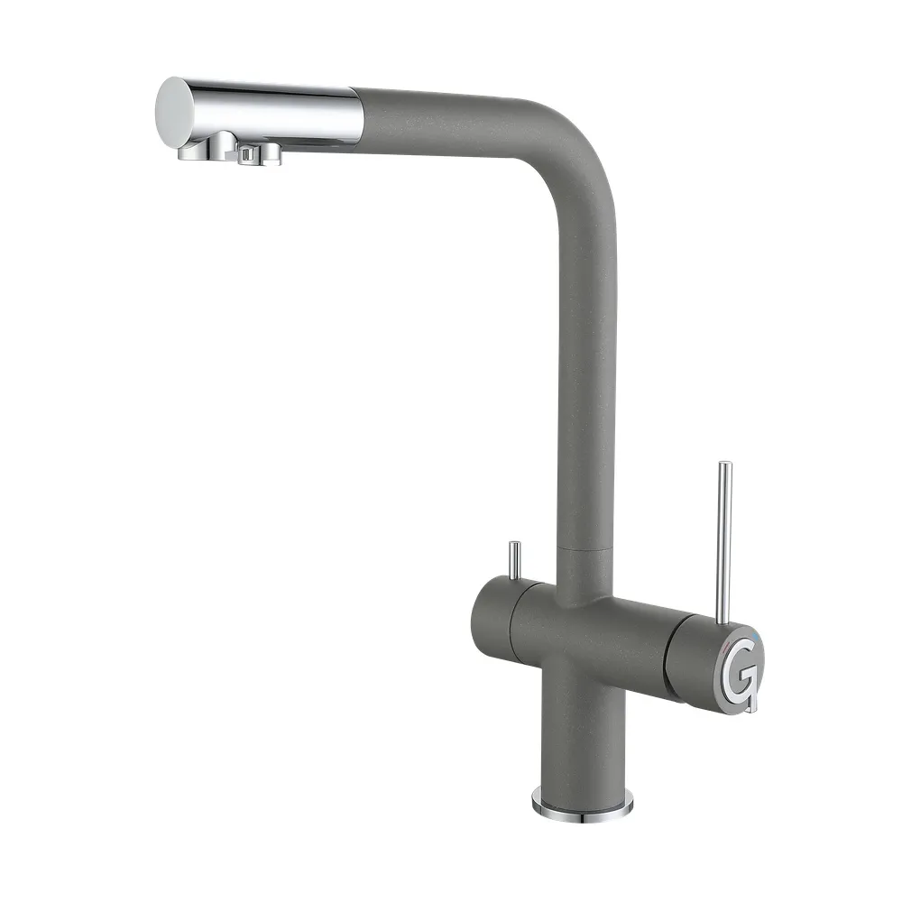 Смеситель для кухни с подключением фильтра Rivelato Lugano 1523513, серый/хром