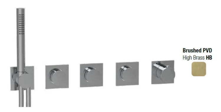 Смеситель для душа Almar Modular Push, на 3 потребителя, High Brass Brushed PVD (E180484.HB)