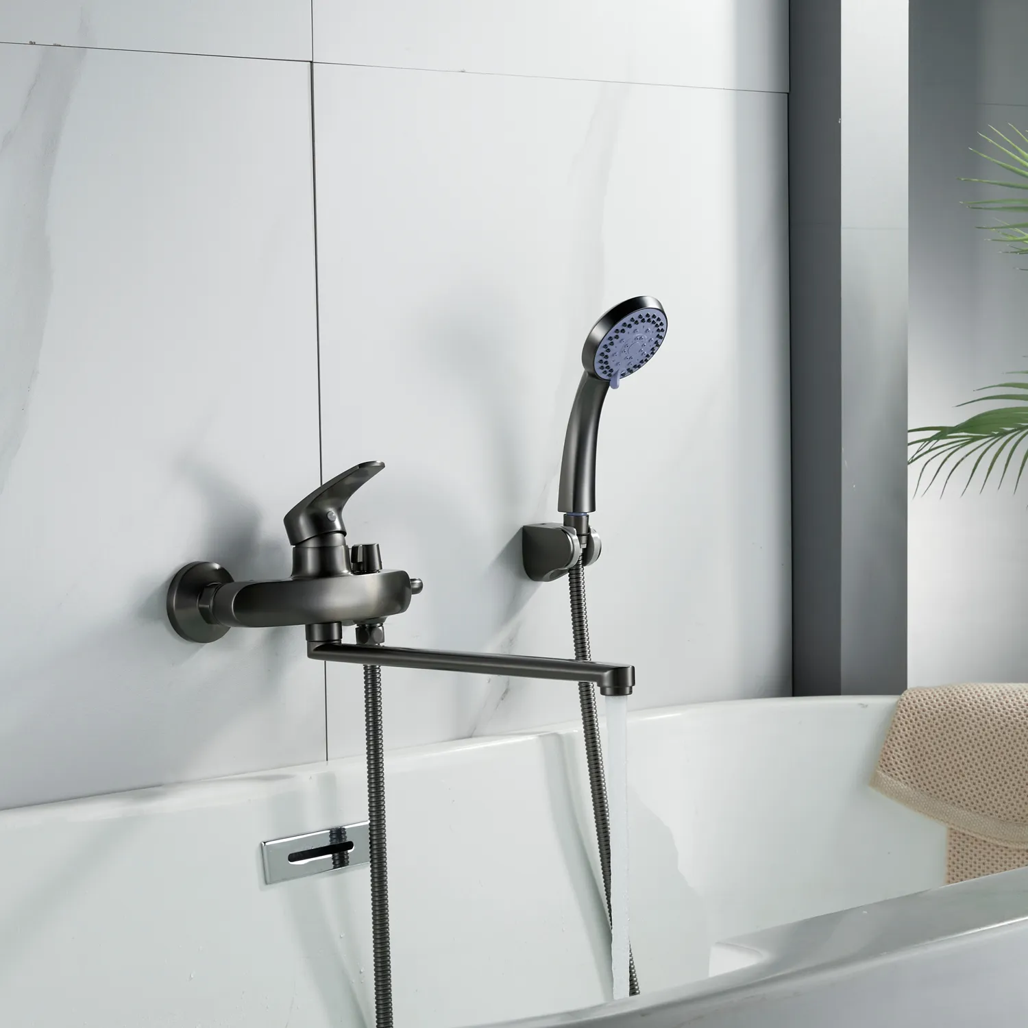 Смеситель для ванны Shevanik S5072T, оружейная сталь