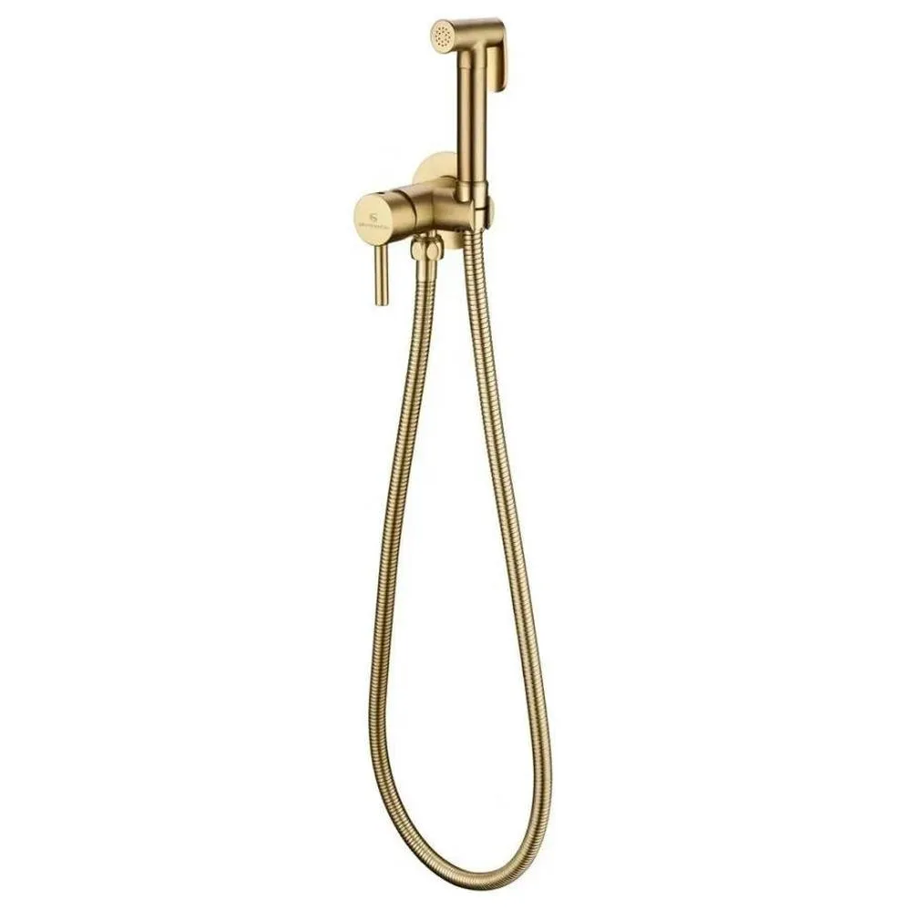 Гигиенический душ со смесителем встраиваемый Grocenberg GB001MG, матовое золото