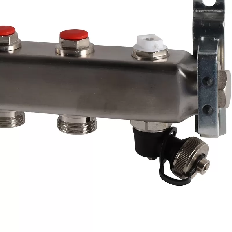 Коллектор Rommer 1"x3/4" на 7 контуров с запорными клапанами (нерж. сталь) (RMS-3201-000007)