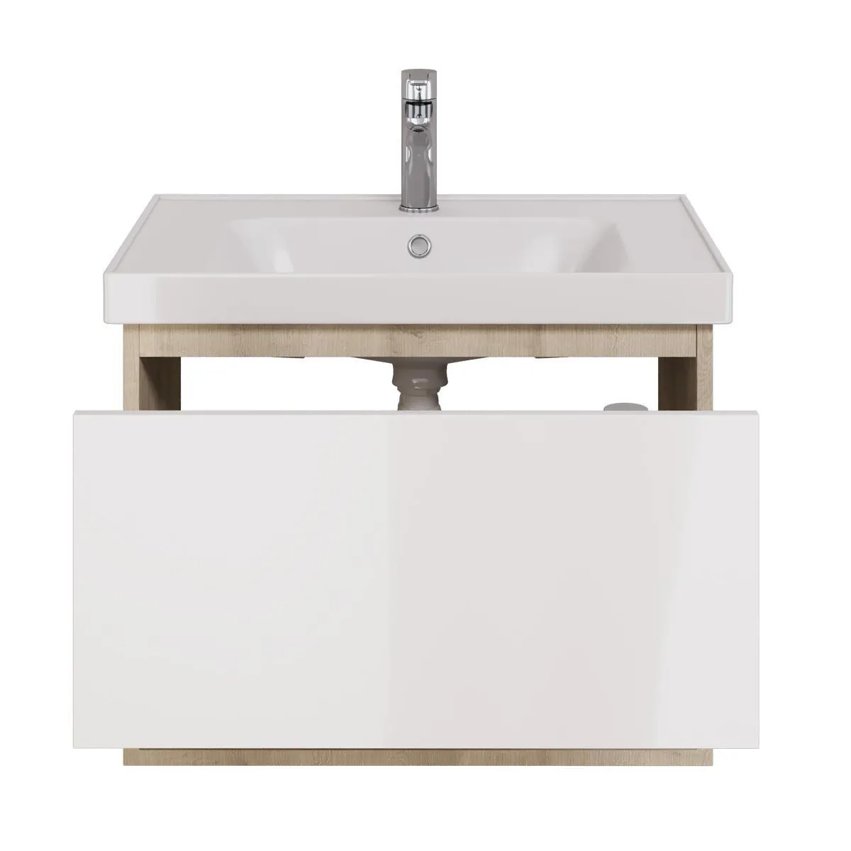 Тумба с раковиной подвесная Dreja Perfecto 70 см, дуб эврика/белый