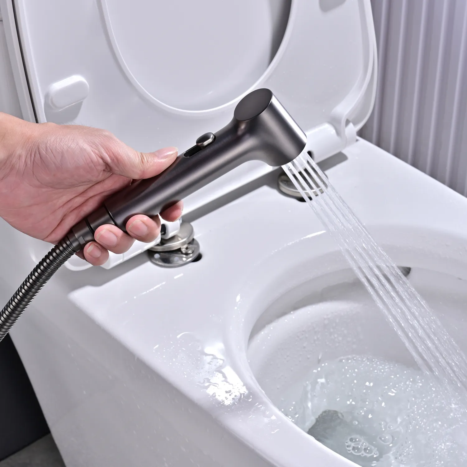 Гигиенический душ со смесителем Rose R235T, оружейная сталь