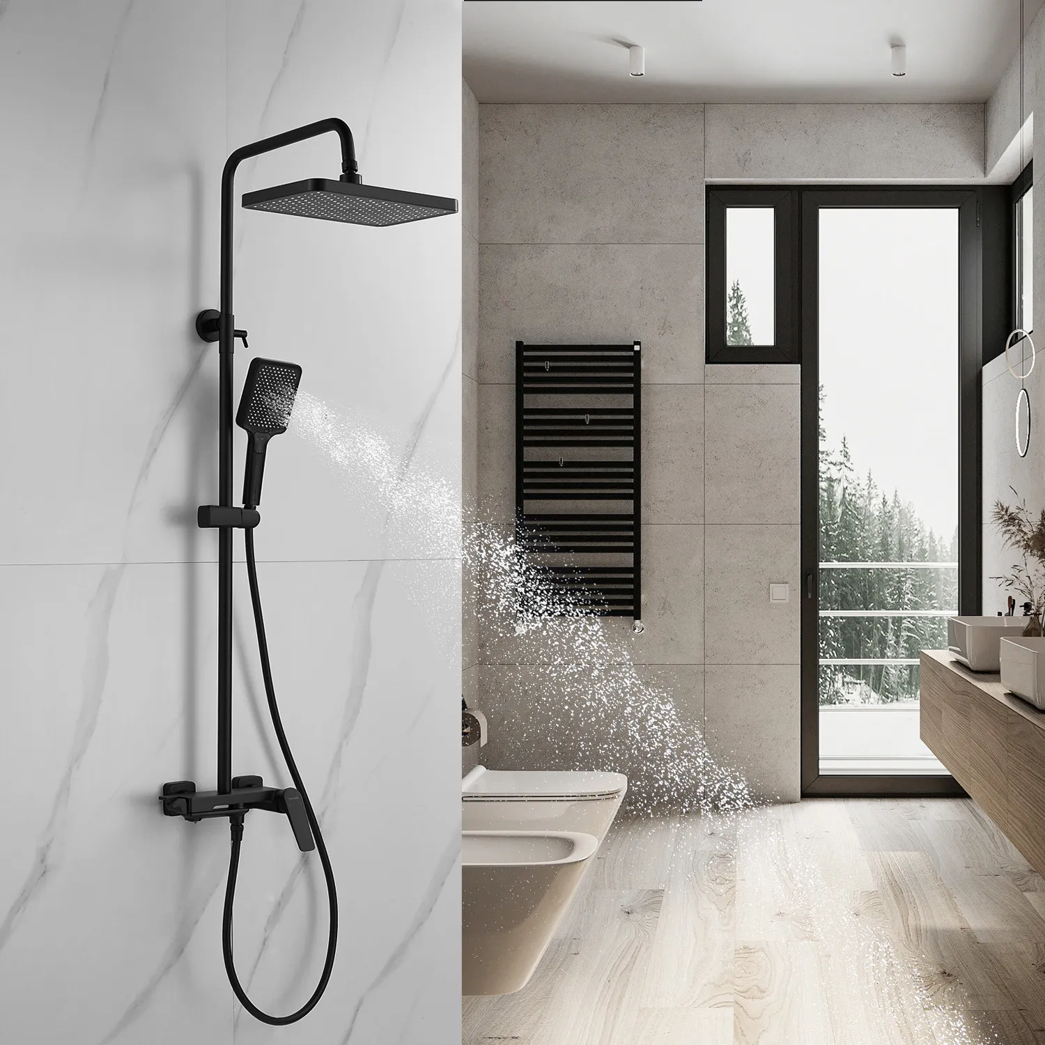 Душевая система Shevanik S4226H, черный