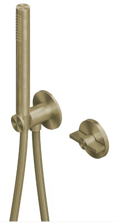 Смеситель для ванны и душа Quadro design Valvola01, золото светлое (19 58 OC)