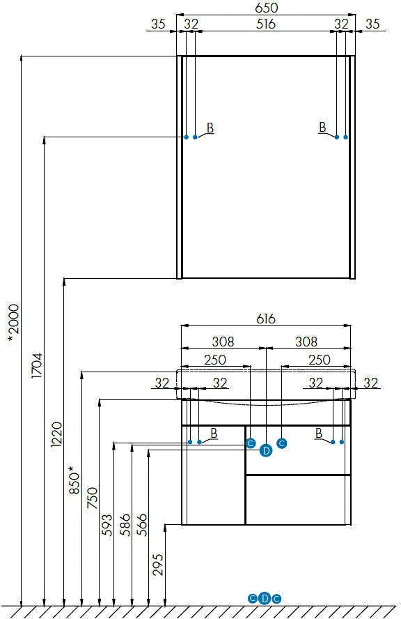 Зеркальный шкаф Акватон Беверли-65 1A237002BV010