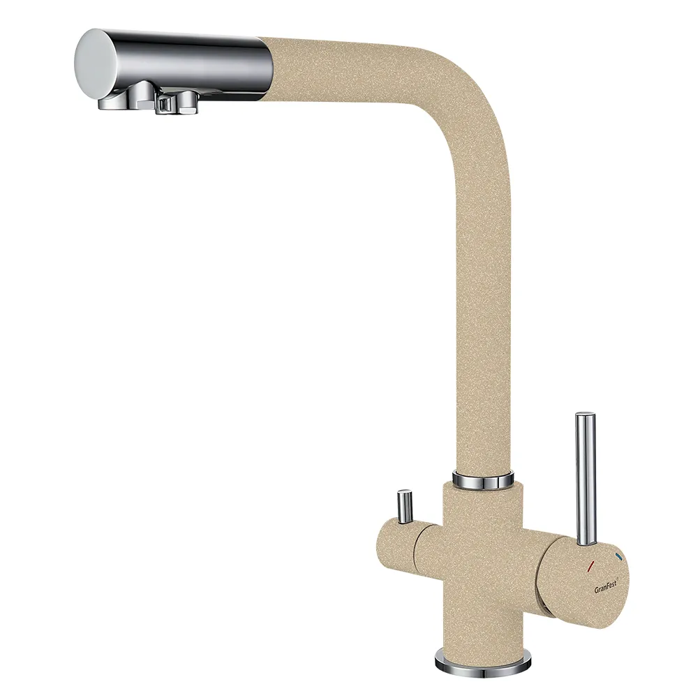 Смеситель для кухни с подключением фильтра GranFest 3611, кашемир