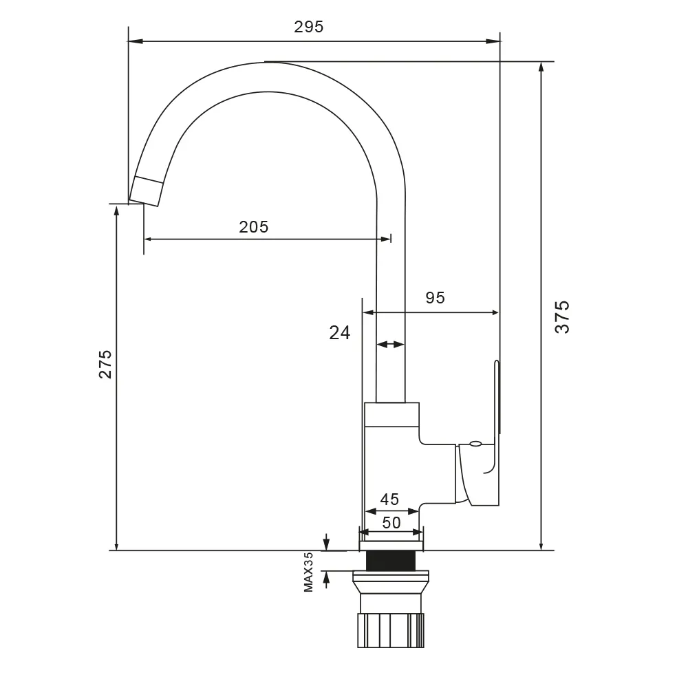 Смеситель для кухни WesnaArt RAY RAY11-110, хром