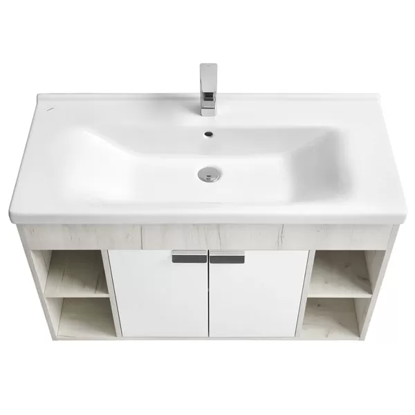 1A2375K0FAX10 Набор Aquaton: 1A237501FAX10 Тумба-умывальник Флай 100 Бел Дуб КРАФТ/ 1WH302249 Раковина Миранда 100