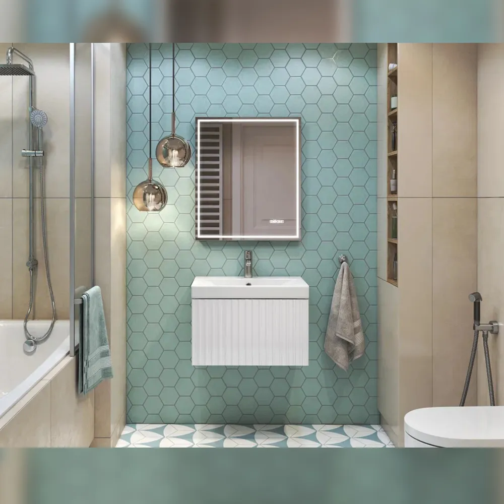 Тумба с раковиной подвесная Velvex Compo tp.COM.9696.60.1Y белый глянец, 60 см