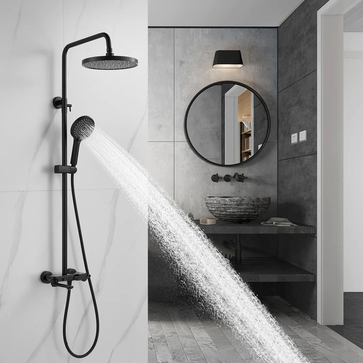 Душевая система Shevanik S4726H, черный