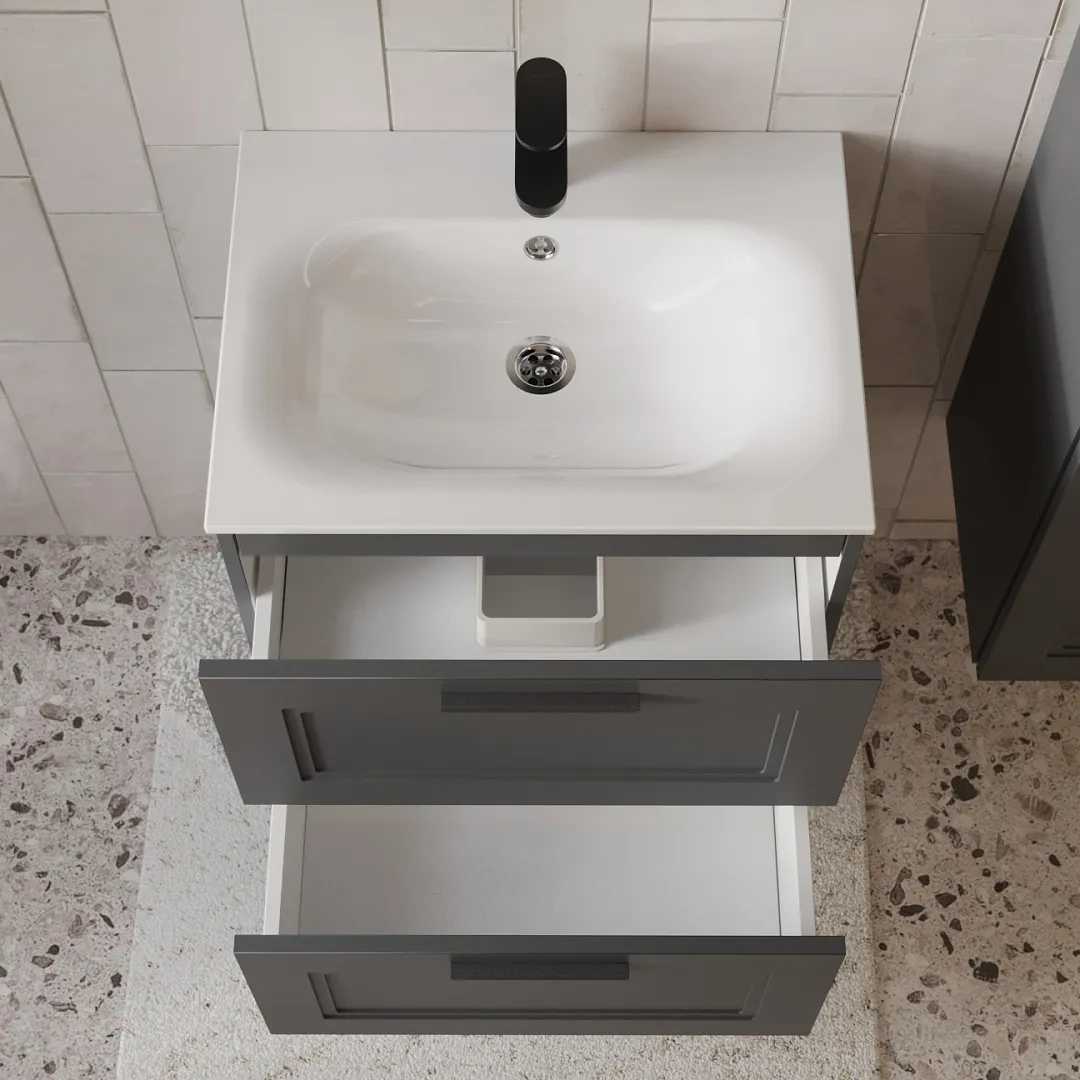 Тумба с раковиной подвесная (60см) Terminus Classik CLA10602701601O, графит