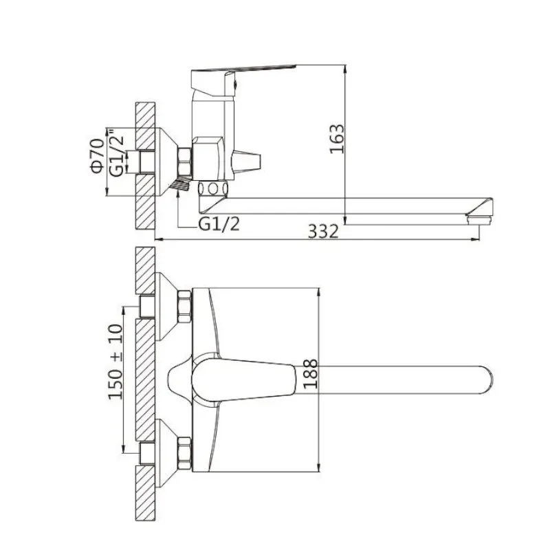 Смеситель для ванны Knotlor KN-13, хром