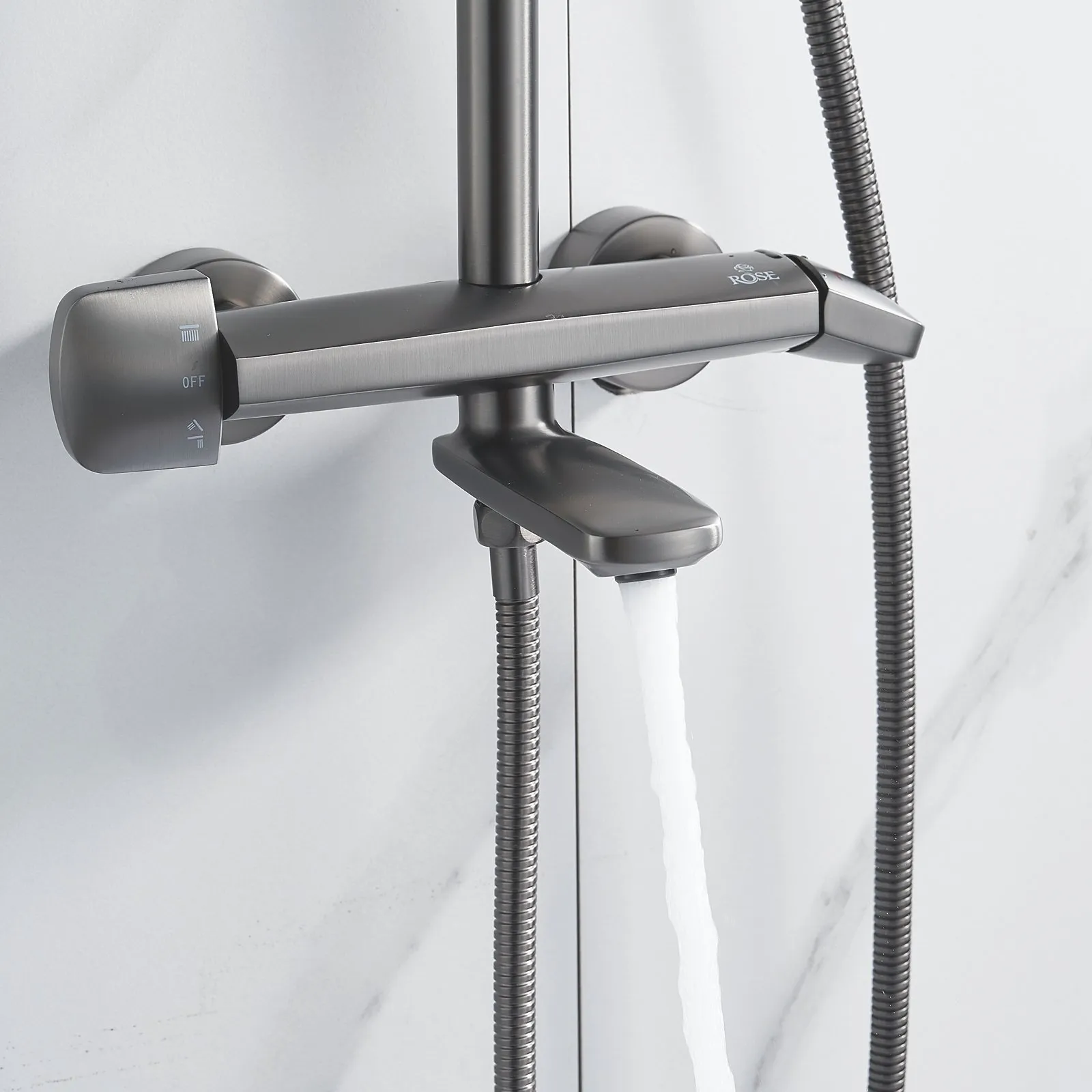 Душевая система Rose R3936T, оружейная сталь