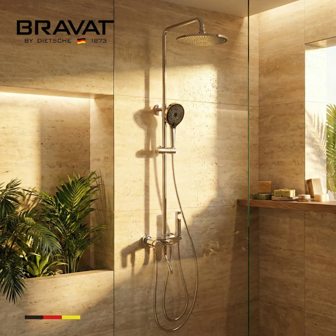 Душевая система со смесителем и гигиеническим душем цвет хром BRAVAT (F6425238CP-A-SW)