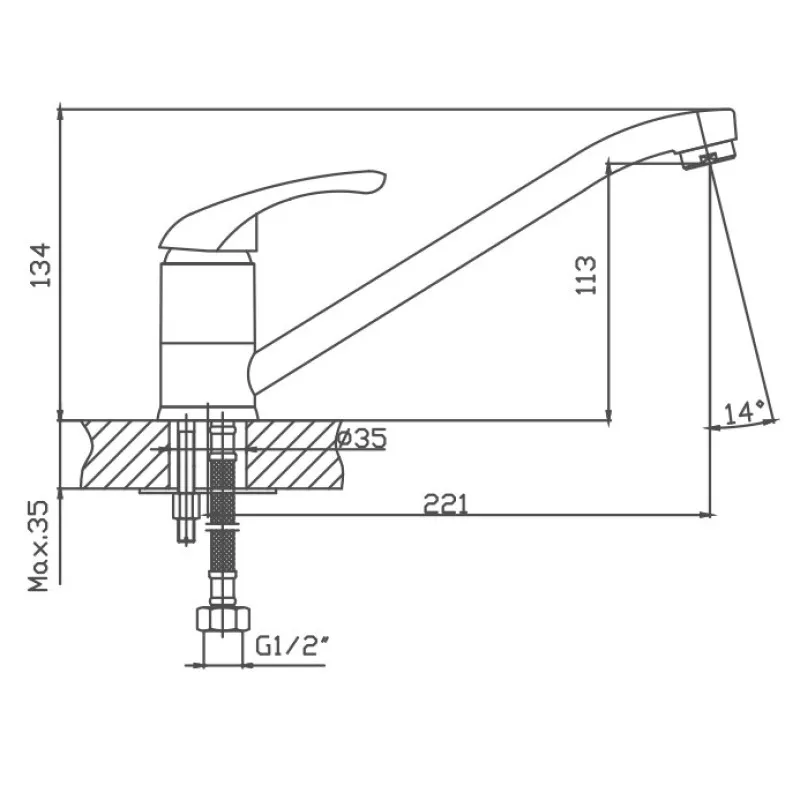 Смеситель для кухни Cron CN4203, хром