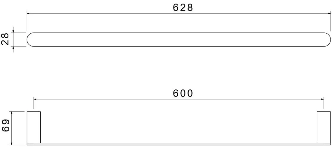 Полотенцедержатель AQUATEK ЛИРА, 600 мм, матовый черный AQ4414MB