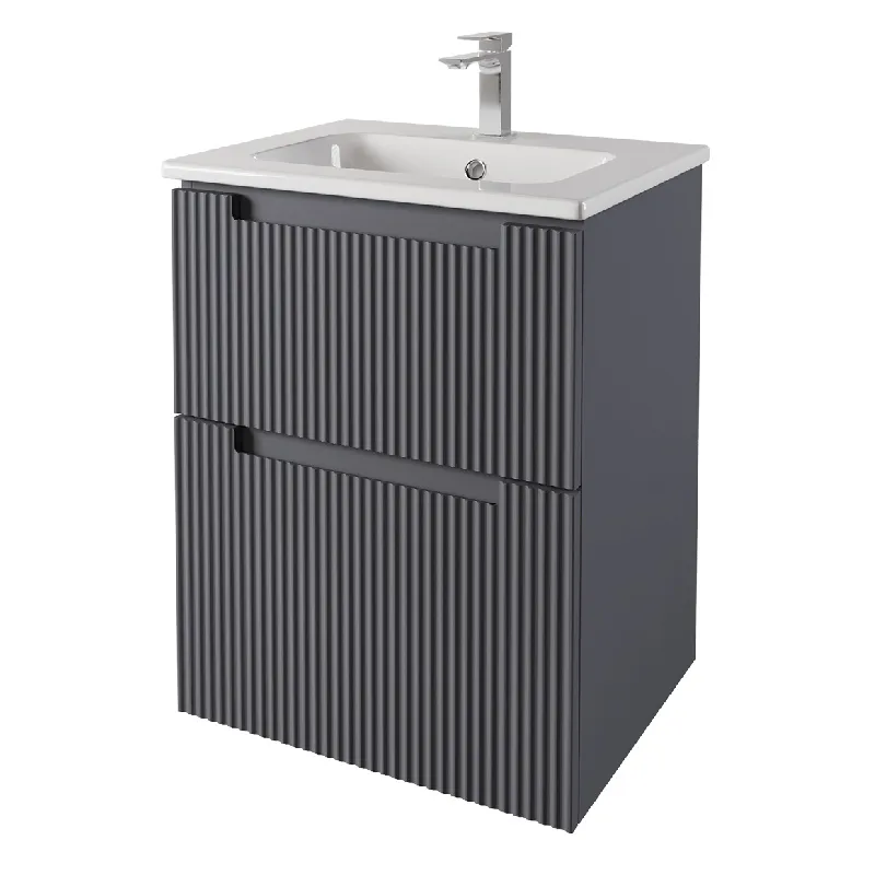 Тумба под раковину подвесная Dreja Euphoria 60 см, серый базальт