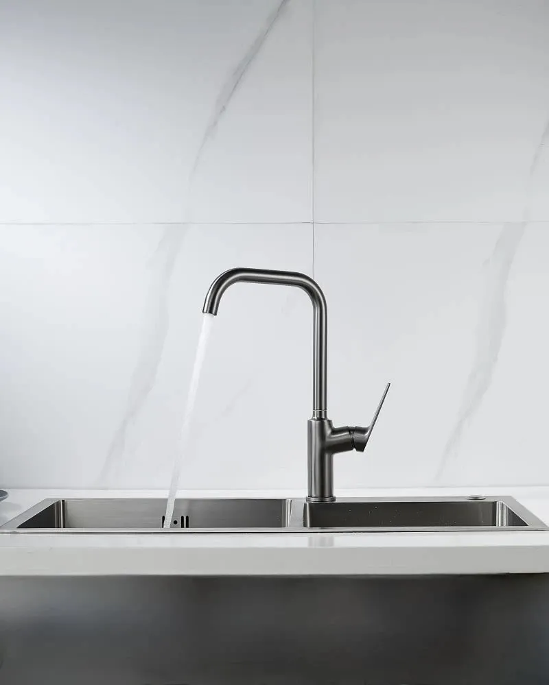 Смеситель для кухни Knotlor KN-61/GM, вороненая сталь