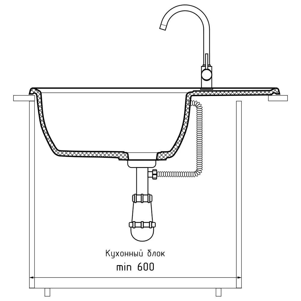 Кухонная мойка GranFest VERTEX 780L, песочный