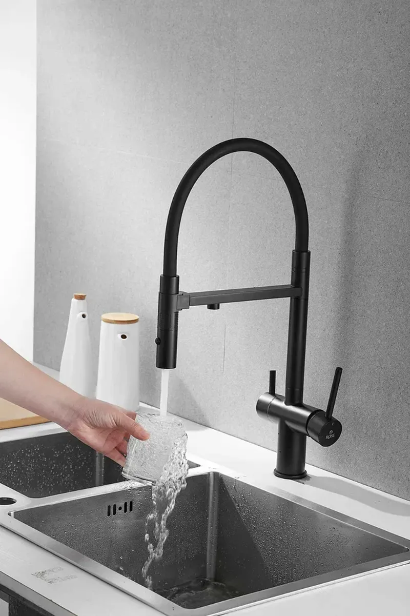 Смеситель для кухни Rose R958H, черный