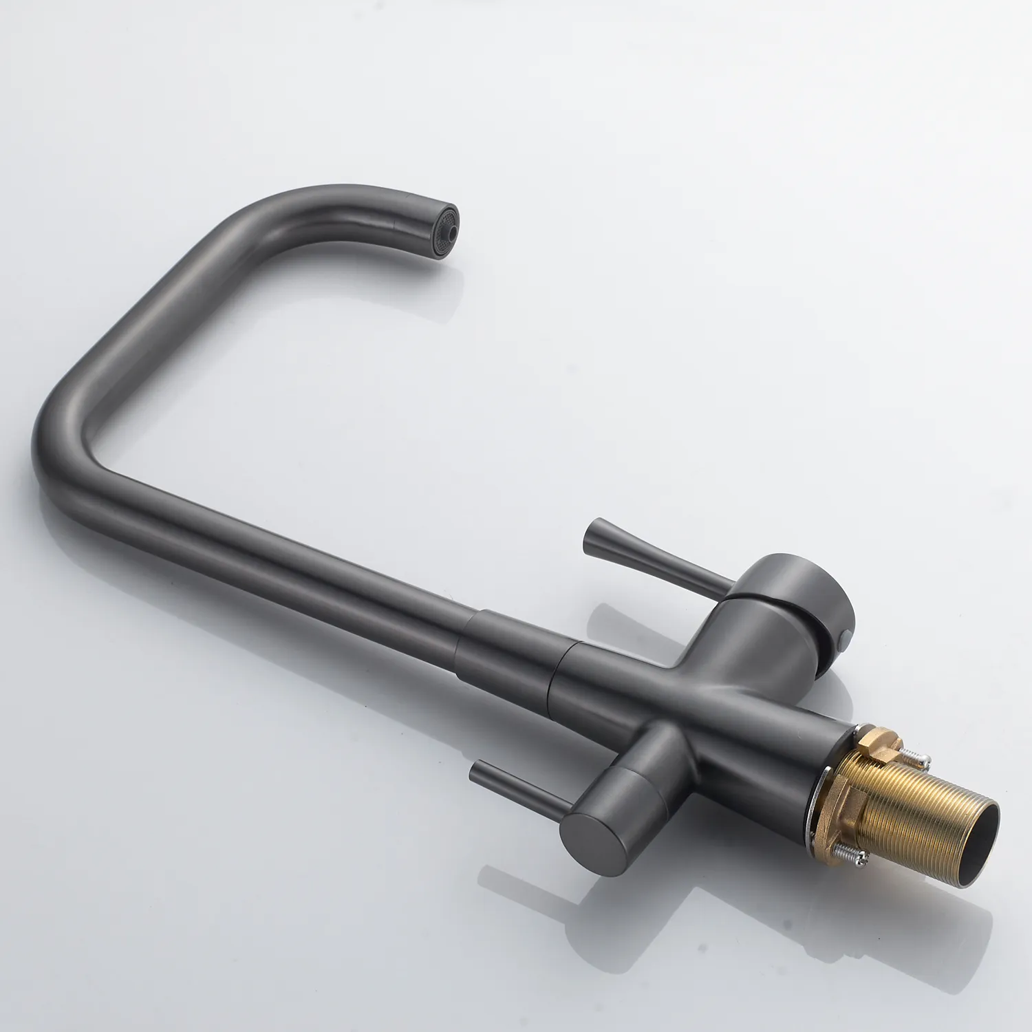 Смеситель для кухни с подключением фильтра Shevanik S528T, оружейная сталь