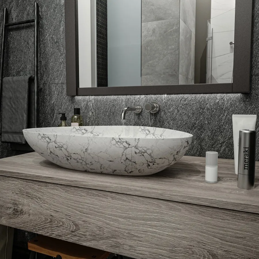 Раковина чаша Maretti EL13NS56-740MR, белый мрамор