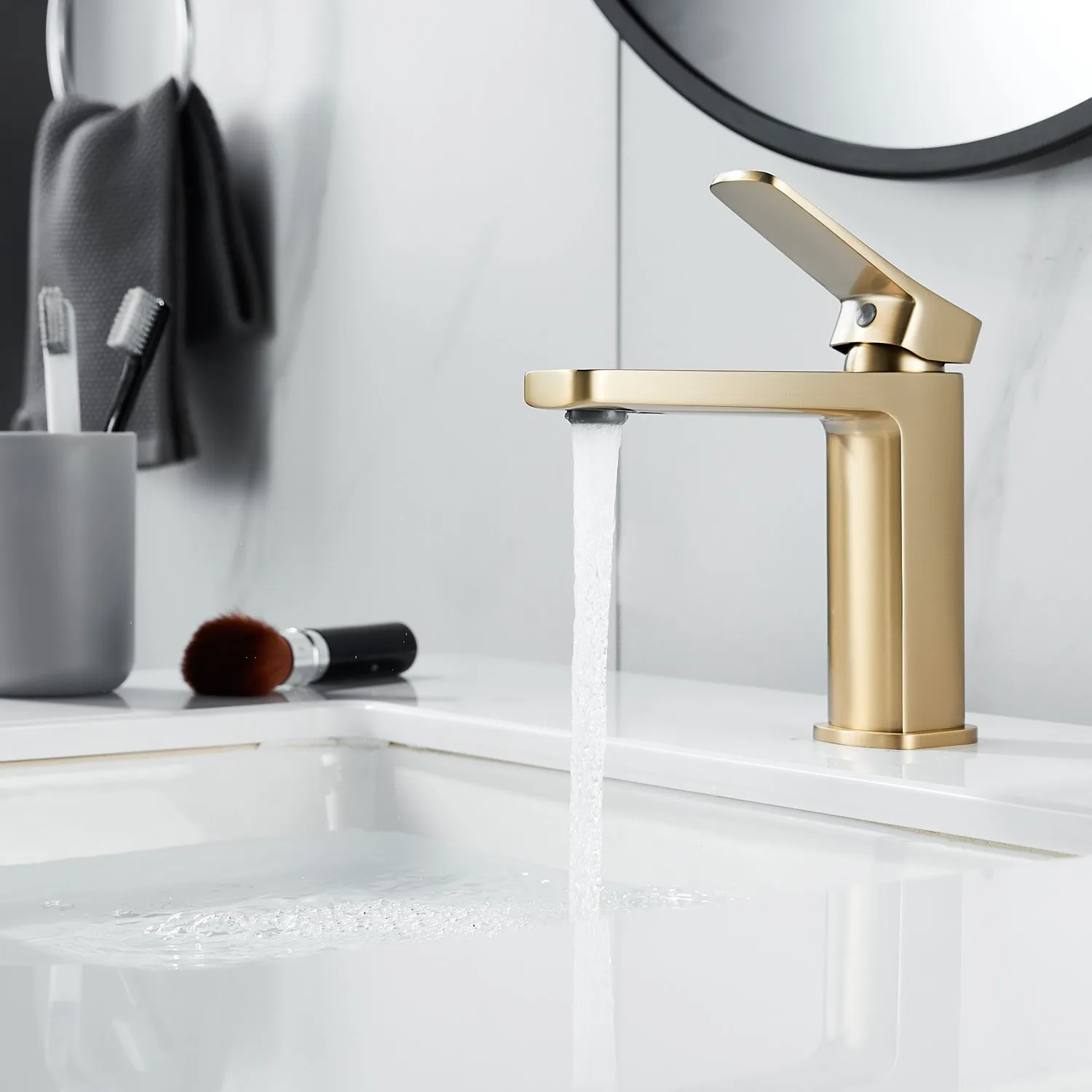 Смеситель для раковины Shevanik S9901G, золотой сатин