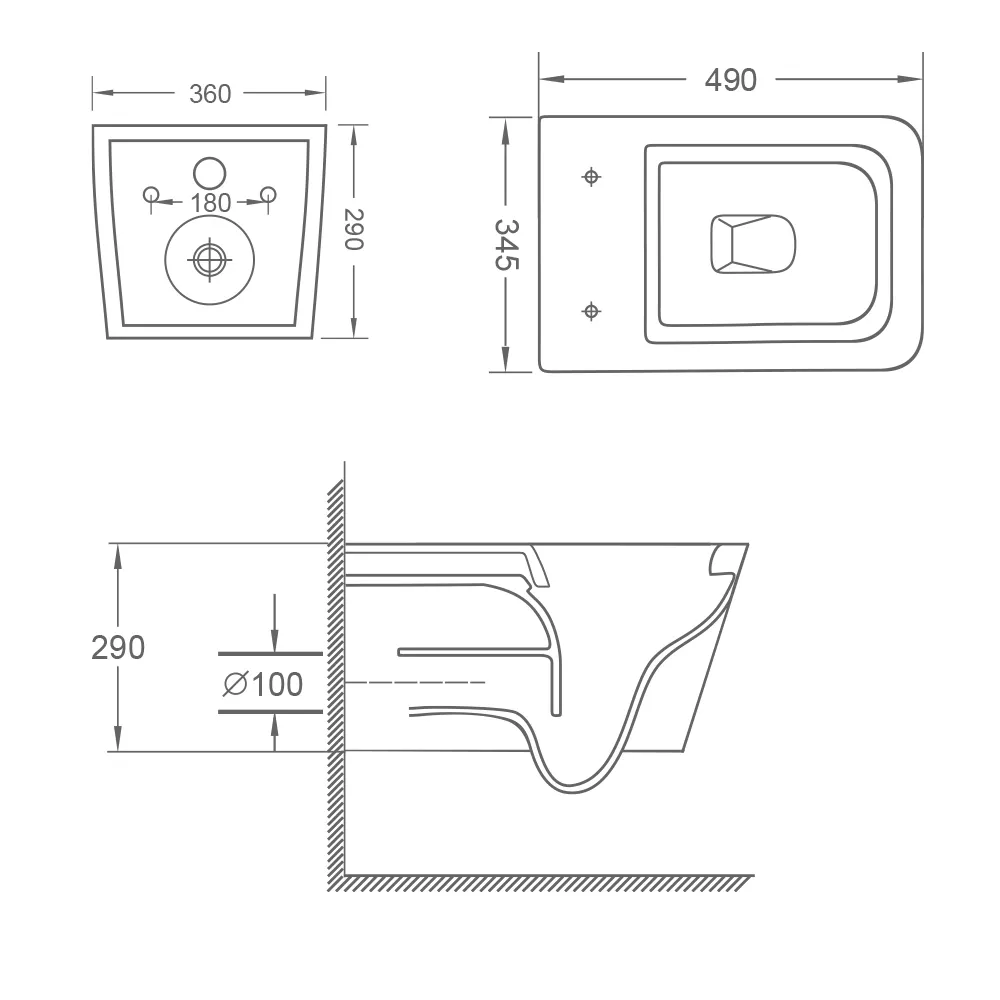 Унитаз подвесной WesnaArt KUBUS TORNADO 215-KUB13, белый