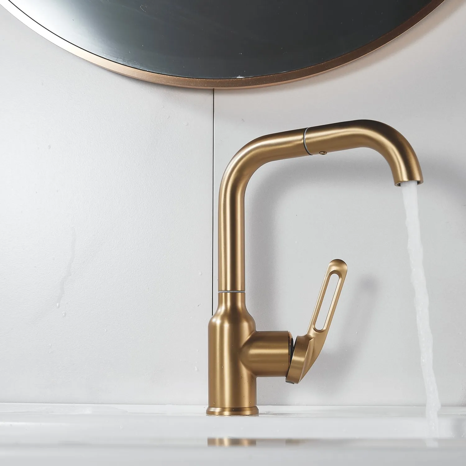 Смеситель для раковины Raffine F201G, золотой сатин