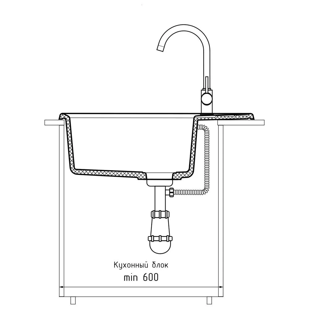 Кухонная мойка GranFest LEVEL 660L, графит