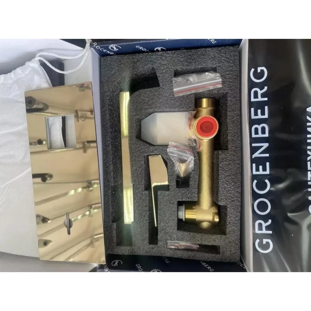 Смеситель для раковины встраиваемый Grocenberg GB588GO, золото