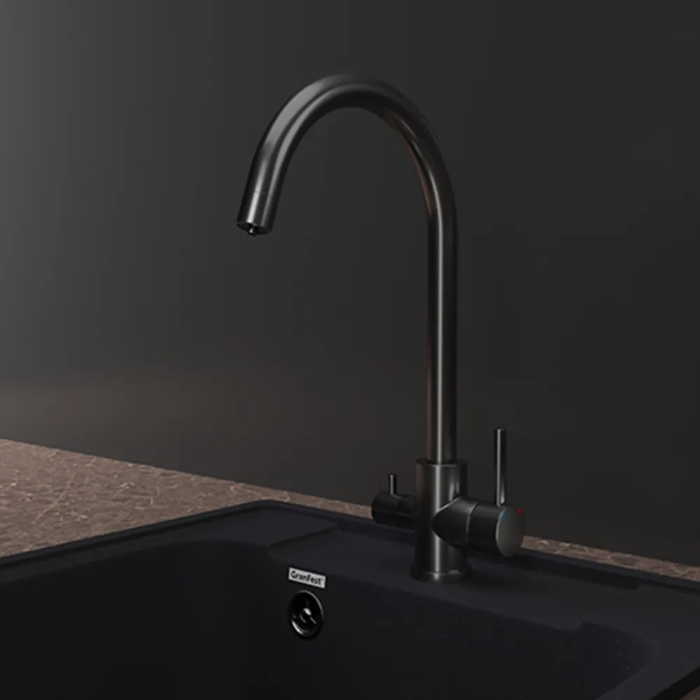 Смеситель для кухни с подключением фильтра GranFest Z-5420, графит