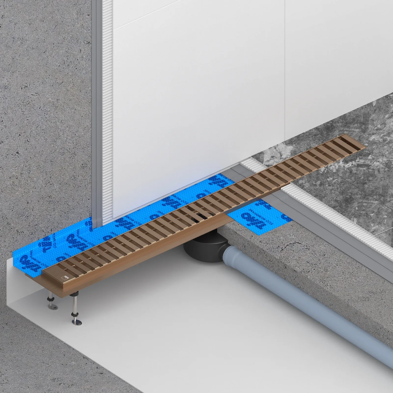 Душевой лоток TIMO Drain System 700 с вставкой "lines", розовое золото (DS230107/19)