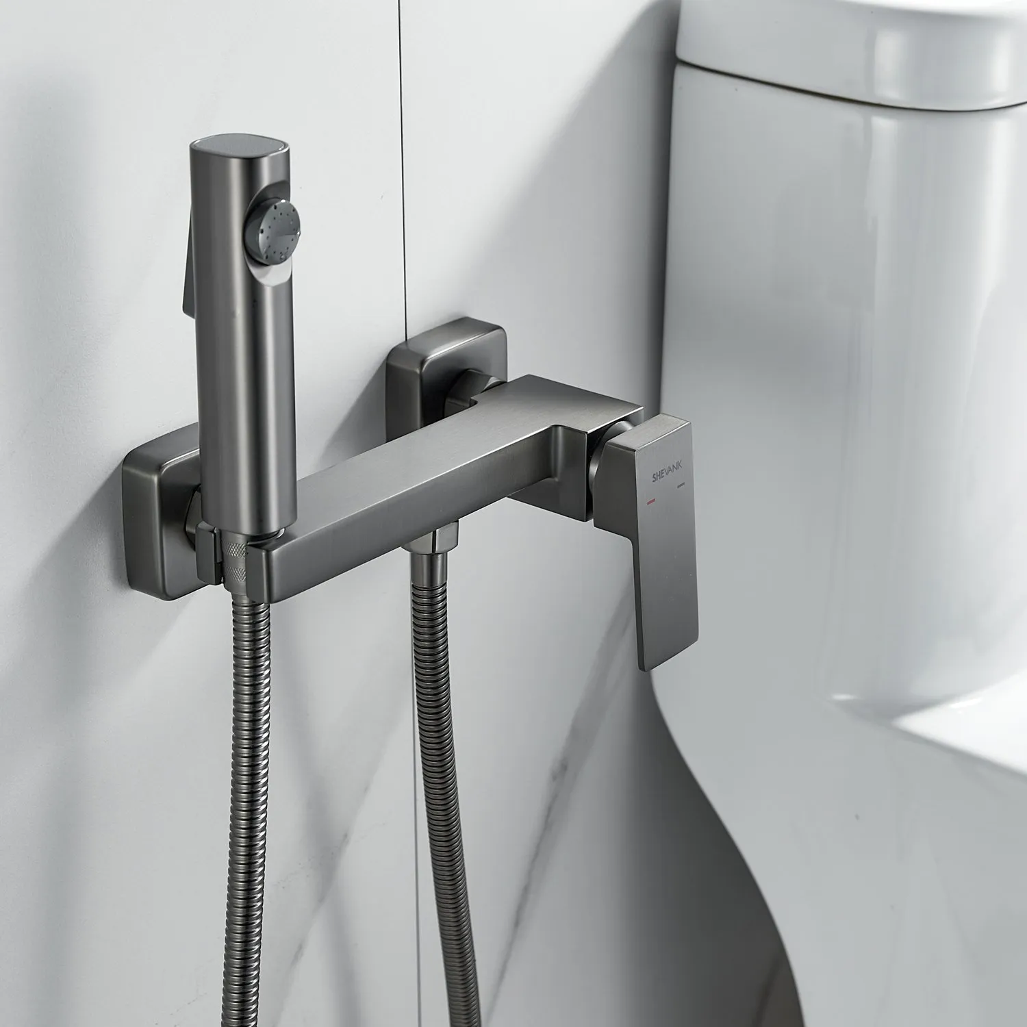 Гигиенический душ со смесителем Shevanik S9605T-1, оружейная сталь
