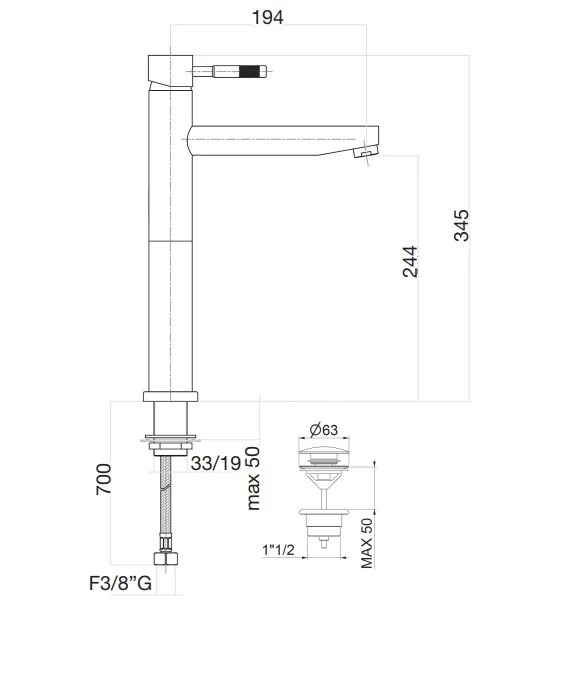 Смеситель для раковины Webert Rimini RI831402010, золото