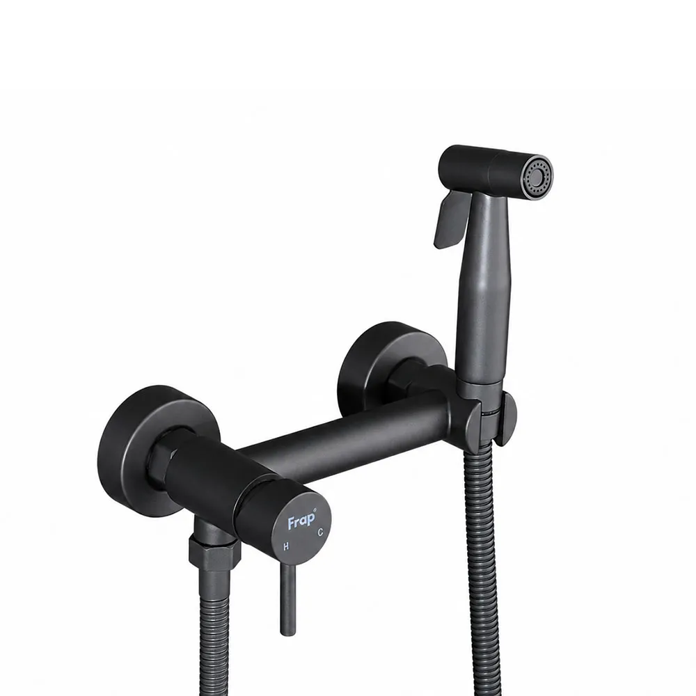 Гигиенический душ со смесителем FRAP F7503-9, оружейная сталь