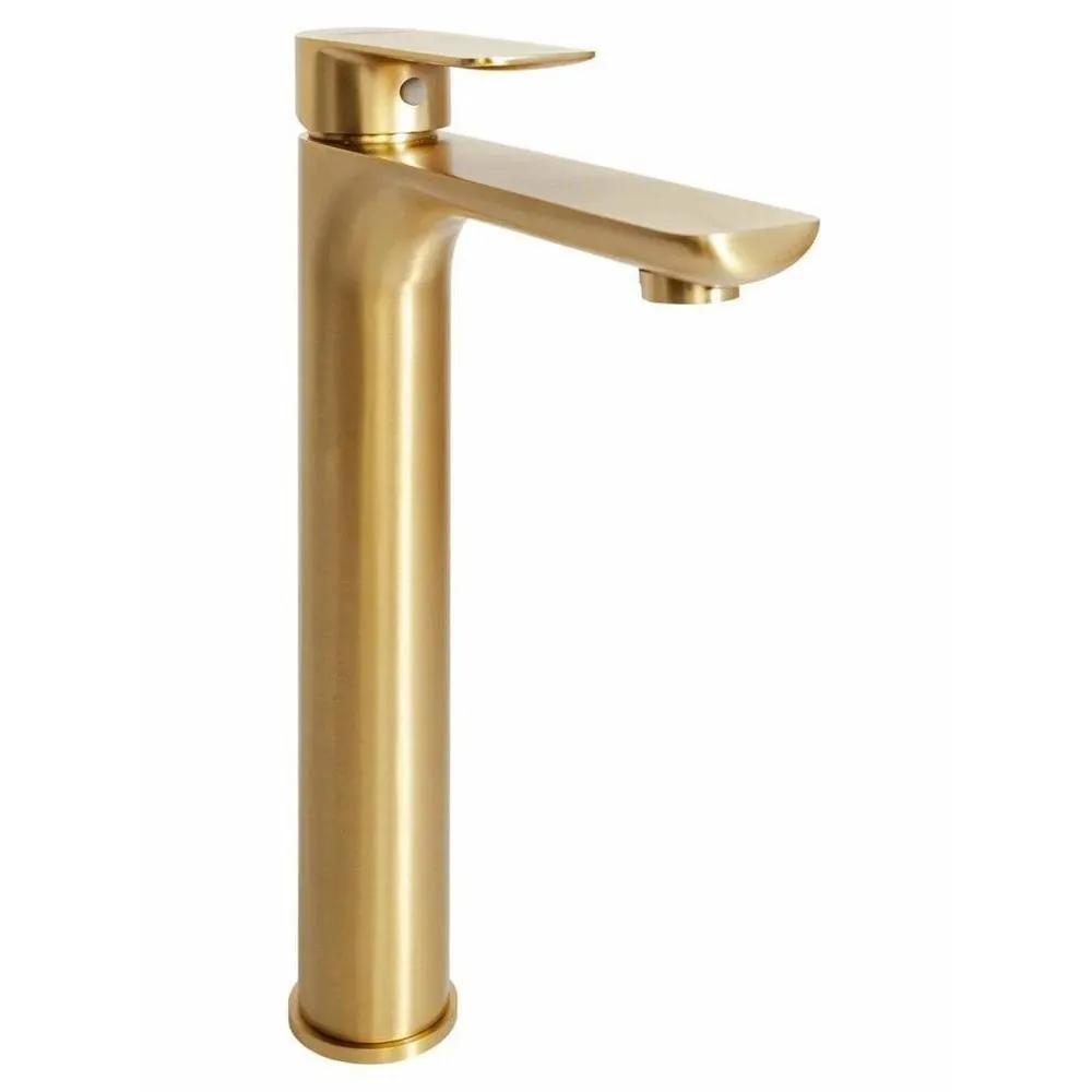 Смеситель для раковины высокий Hansberge H2099MG, матовое золото