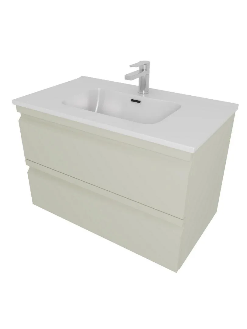 AQ77060-GS Комплект мебели: Тумба 60см ВЕГА с раковиной AQ0460-00, 2 ящика, цвет шалфей зеленый
