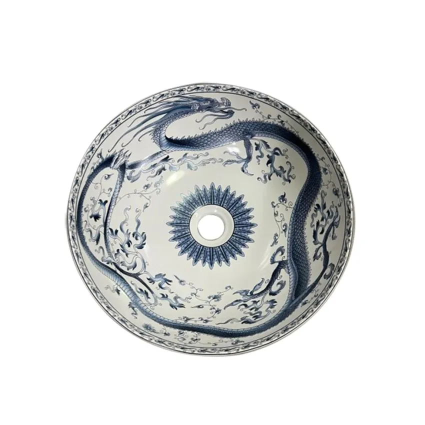 Раковина чаша Bronze de Luxe Dynasty 4008, белый/синий