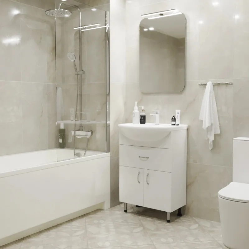 Тумба для ванной MIXLINE "МИСТРАЛЬ-60" под рак.Уют-60 (арт.506209) (ROSA) (ПВХ) (поставляется в разобранном виде) (556883)